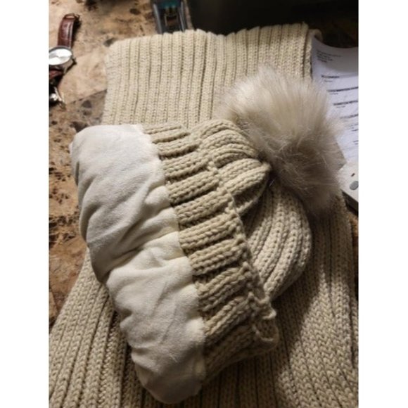 Winter Beanie Hat Scarf Gloves Set for Women, Womens Beanie with Pom Pom